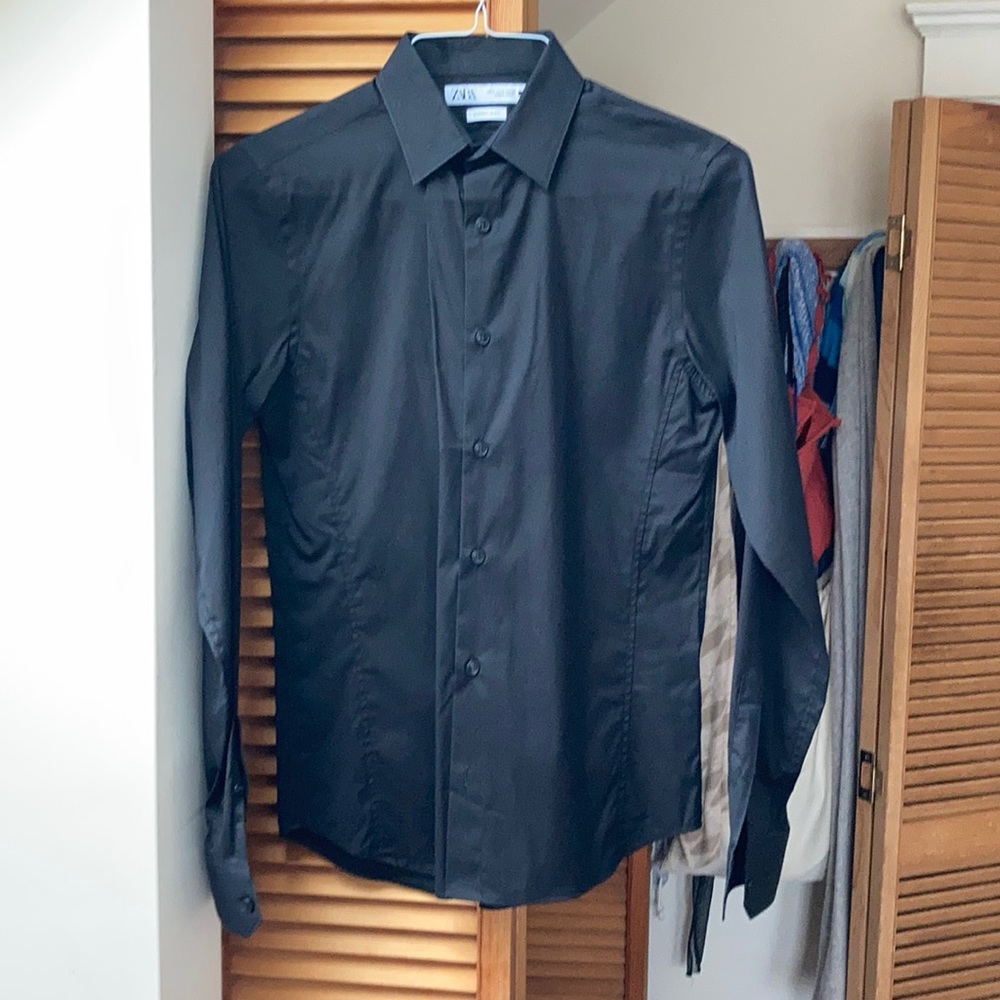 Zara super slim fit small black shirt